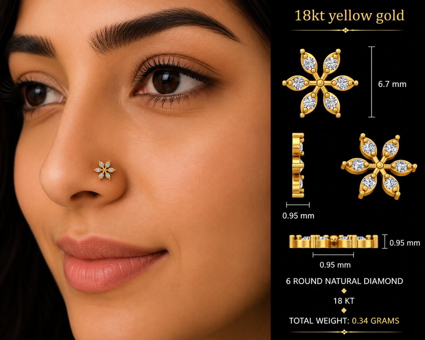 Celestial bloom nose pin - Image 2