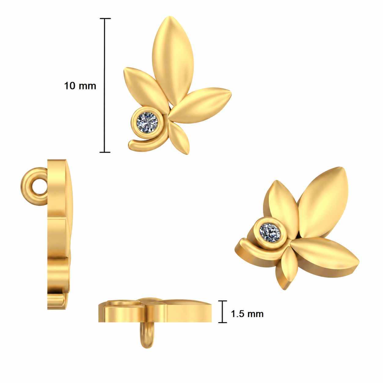 Floral Diamond Charm Pendent - Image 2