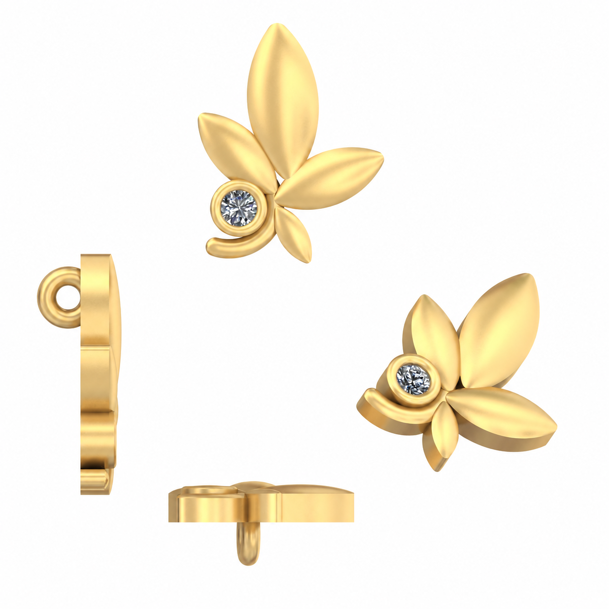 Floral Diamond Charm Pendent