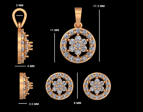 Aurora Bloom Diamond Pendant & Stud Earrings Set - Image 4