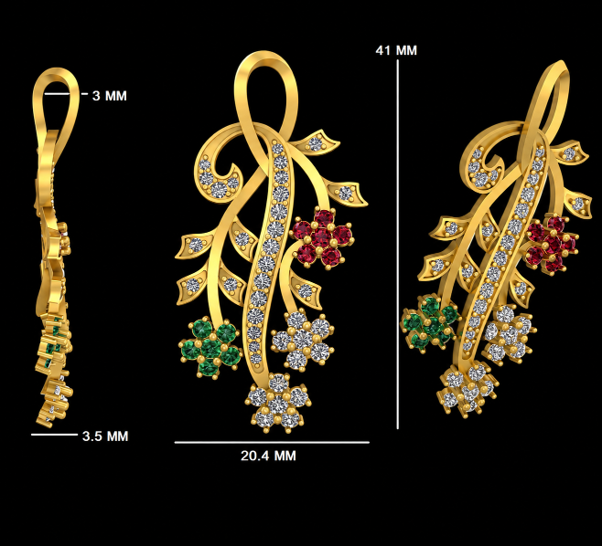 Ruby & Emerald Blossom Diamond Pendant - Image 3
